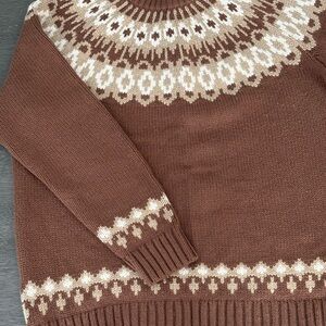 Lands' End Brown and Cream Turtleneck Sweater